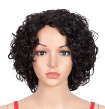 NWT Spotlight Short Wavy Wigs Human Hair for Black Women Natural Black S... - $34.65