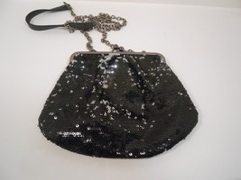 Apt. 9 Black Sequin Evening Bag- Crossbody or Clutch Kisslock Purse Handbag - £11.18 GBP