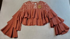 Essue Blouse Top Womens Size Small Coral 100% Polyester Long Sleeve Roun... - $12.96