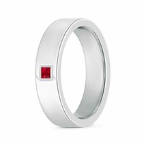 ANGARA Gypsy Set Square Ruby Solitaire Wedding Band for Men in 14K Solid Gold - £1,173.81 GBP
