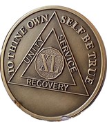 RecoveryChip 40 Year AA Medallion Large 1.5&quot; Heavy Premium Bronze Sobrie... - $4.73 CAD