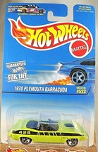1997 Hot Wheels Mainline/Collector #523 70 Plymouth Barracuda Lime White Floor - £7.83 GBP
