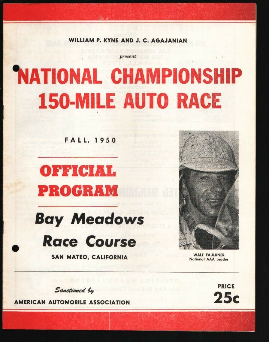 Sacramento State Fair Grounds Auto Race Program 10/1950-100 mile AAA champion... - $127.80