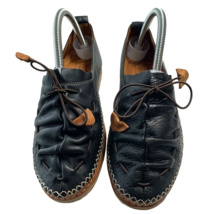 Berna Spring Step Women 8 Black Leather Round Toe Slip-On Loafer Made in Turkey - £35.93 GBP