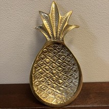 Vintage Embossed Textured Brass Pineapple Jewelry Soap Dish Trinket Tray 7.5” - £16.85 GBP