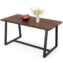 Large Dining Table with Heavy-duty Metal Frame and Anti-slip Foot Pads-Coffee -  - $301.99