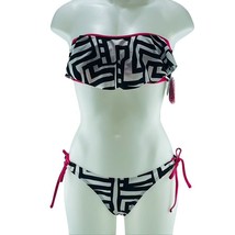 DAMSEL Swimsuit Flounce Bandeau Top 2 Piece Striped Set Womens Size M NEW $65 - £12.22 GBP