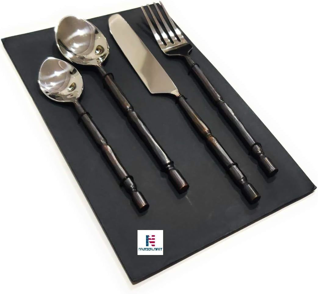 Flatware Utensils Set Silver Medieval Cutlery Set Fork Spoon Knife Set E... - $29.00