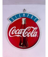 VTG Mexican Siempre Always Coca Cola Coke Tin Metal Button Adv Sign prom... - €105,54 EUR