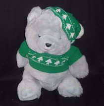 14&quot; Vintage Bumble Teddy Bear Windsor Gray Christmas Stuffed Animal Plush Toy - $42.75