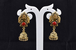 Handcrafted Rhodium Polished Solid Silver Gold Plated Jhumki Earrings For Women - £21.81 GBP