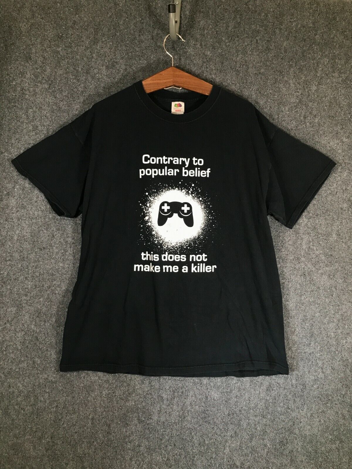 Primary image for Fruit of the Loom T Shirt 2XL XXL Gamer Tee Mens Short Sleeve Casual Black Light