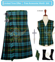 Scottish Gunn Ancient Tartan 8 Yard kilt Vest - Flashes - kilt pin - kilt Socks - £49.51 GBP