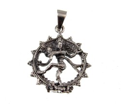 Solid 925 Sterling Silver Nataraja Hindu God Shiva Cosmic Tandava Dance Pendant - £37.94 GBP