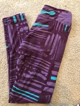 New Os Lu La Roe Solid Purple Leggings Triangles Stripes Aztec Geometric One Size - £13.45 GBP