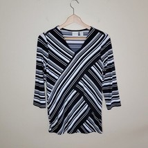 Chico&#39;s | Black &amp; White Angled Striped Top, Chico&#39;s size 0 or small - £14.87 GBP