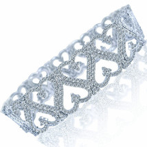 7.30 Quilate Diamante Natural Corazón Enlace Mujer Pulsera 14k Oro Blanco 17.8cm - £8,362.07 GBP