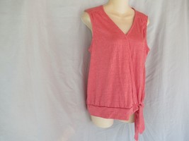 Cable &amp; Gauge top cross-over V neck Large coral sleeveless banded  tie - $13.70