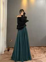 DEEP GREEN Floor Length Chiffon Skirt Summer Beach Chiffon Maxi Skirts Plus Size image 2