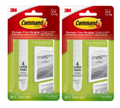 Command Large Picture Hanging Strips, White, Damage Free Hanging, 6 Pair... - £9.85 GBP