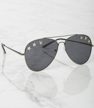Star Studded Dark Silver Metal Frame Smoke Lens Sunglasses Militray - £7.47 GBP