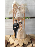 Vtg Wilton Wedding Cake Topper Bride Groom Couple Hearts Bells Hong Kong... - $72.37 CAD