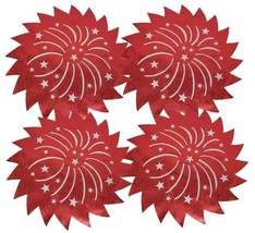 Set of 4 Same Thin Vinyl Placemats (15&quot;x15&quot;) PATRIOTIC RED FIREWORKS W/S... - £13.17 GBP