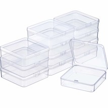 12 Pack Clear Plastic Beads Storage Containers Box With Hinged Lid For B... - £23.69 GBP
