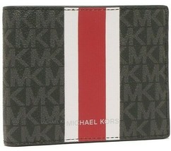 R Michael Kors Large Billfold Wallet Signature Black White Flame Red Y - $33.65