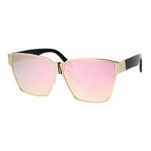 Pink Spiegel Linse Sonnenbrille Chic Super Übergröße Mode Quadratisch Rahmen - £10.06 GBP+