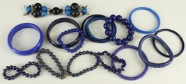 VINTAGE Costume Jewelry Mixed Dealer LOT Blue Plastic Bracelets - $14.09