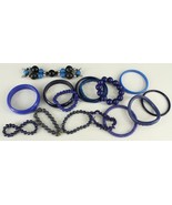 VINTAGE Costume Jewelry Mixed Dealer LOT Blue Plastic Bracelets - £11.16 GBP