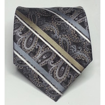 Platinum Design Silk Dress Tie Black Paisley Print 3.75&quot; wide 62&quot; long  - £13.71 GBP