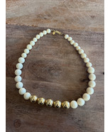 Vintage Park Lane Necklace Graduated Beige Swirled Beads with Gold Beads... - $15.32 CAD