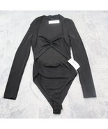 SheinX Shirt Women Large Black Casual Long Sleeve Bodysuit Sweetheart On... - £20.49 GBP