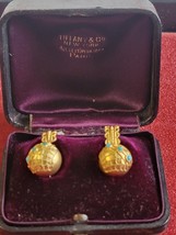 Tiffany &amp; Co 14KYG Bloomed Gold Turquoise Earrings &amp; Box RARE C.1880 Victorian - £33,093.18 GBP