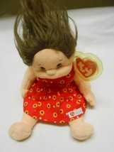 Ty Beanie Kids Cookie Plush Doll Sunflower Red Dress Brown Hair mint col... - $10.09