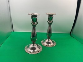 Pair of Wallace Silverplate BAROQUE Candlesticks 9 1/4&quot; - £134.43 GBP