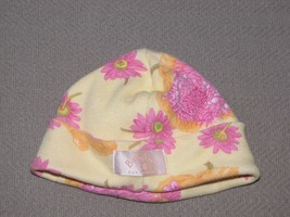 VTG BABY LULU PINK YELLOW ORANGE BEANIE HAT CAP GIRL 3-6-12 MOS FLORAL F... - $14.74