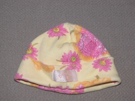 VTG BABY LULU PINK YELLOW ORANGE BEANIE HAT CAP GIRL 3-6-12 MOS FLORAL F... - £11.51 GBP