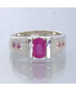 Red Ruby Oval Pink Sapphire Handmade 925 Silver Unisex Ring size 6.5 Design 179 - £113.51 GBP