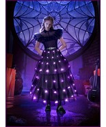 Wednesday Addams Costume Gothic Mesh LED Dress Black Tiered Halloween Ou... - €57,73 EUR