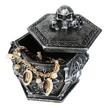 Gothic Celtic Knotwork Graveyard Skulls And Bones Hexagon Decorative Trinket Box - £15.97 GBP