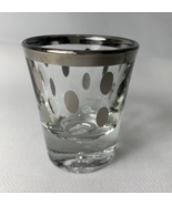 4 MCM Polka Dot Shot Glasses Clear With Silver Rims and Dots - $19.80