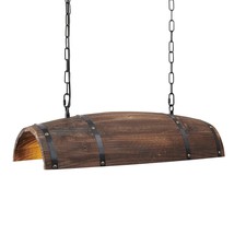 Antique Wood Wine Barrel Pendant Lamp Hanging Rustic Kitchen Bar Ceiling Lamp Li - £148.07 GBP