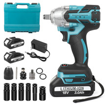 Cordless Impact Wrench 1/2" 650Nm High Torque Brushless Drill With 2Xbattery 18V - £88.09 GBP