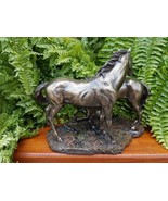 Family Bronze Statue Horse Decoration Gallop Animals Unique Art Gift Decorative - $209.53