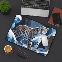 Arctic Snow Leopard Desk Mat, Wildlife Office Decor, Gamer Mouse Pad, An... - $28.05 CAD