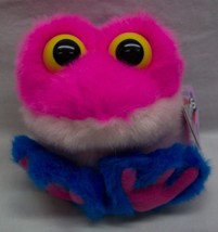 Puffkins Candy The Bright Pink & Blue Frog 4" Brown Plush Stuffed Animal New - $18.32