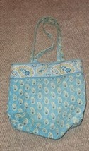 Vera Bradley Quilted Tote Bag Paisley Gently Used Blues White - £25.83 GBP